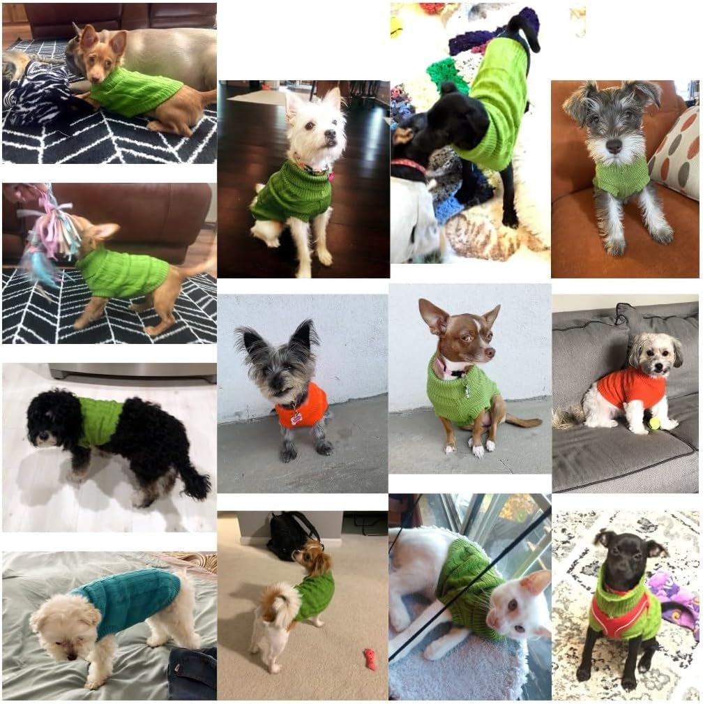 Knitted Small Dog Sweater, Turtleneck Pullover Warm Winter Puppy Clothes