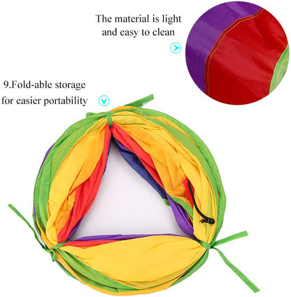45" Long Rainbow Cat Tunnel - Collapsible Play Tube with Fun Ball & 2 Holes for Kittens, Rabbits & Small Pets - Perfect for Exercising, Hiding, and Training!