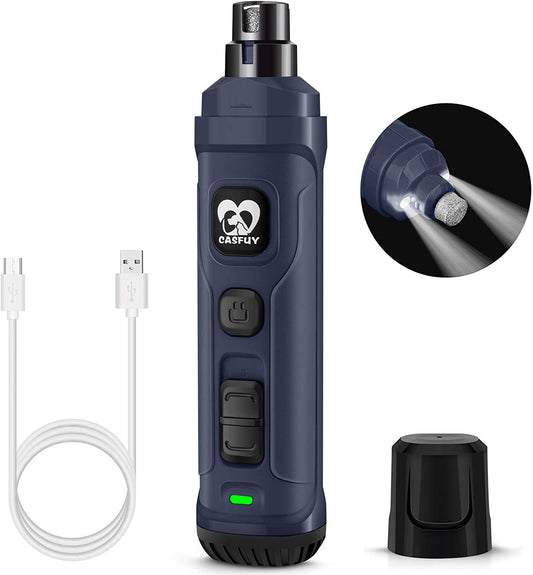 2-Speed Dog Nail Grinder with LED Light - Professional Quiet Electric Trimmer for All Breeds (Blue)