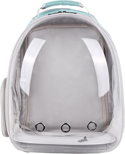 Square Back Extension Pet Backpack Carrier for Cat and Small Puppy up to 12 Pounds, Clear Space Capsule Astronaut Transparent Bubble Window Backpack to Carry and Transport Cat to Vet and Traveling